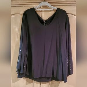 Beautiful 100% Viscose black bell sleeve with beads.